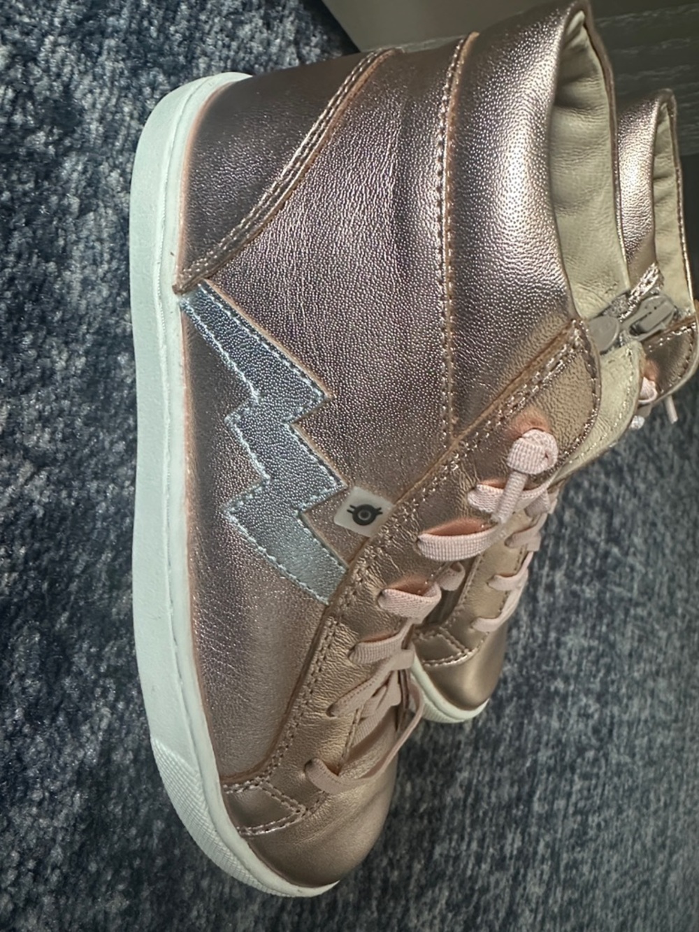 Old soles Girls Metallic Rose Gold High-Top Sneakers size 34 brand new in box